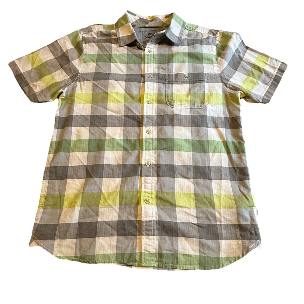 The North Face Shirt Mens Medium Plaid Button Up Short Sleeve Pocket Outdoor - Picture 2 of 5